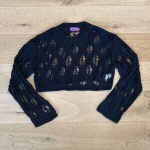 Edikted - Clover Slashed Crop Sweater in Black